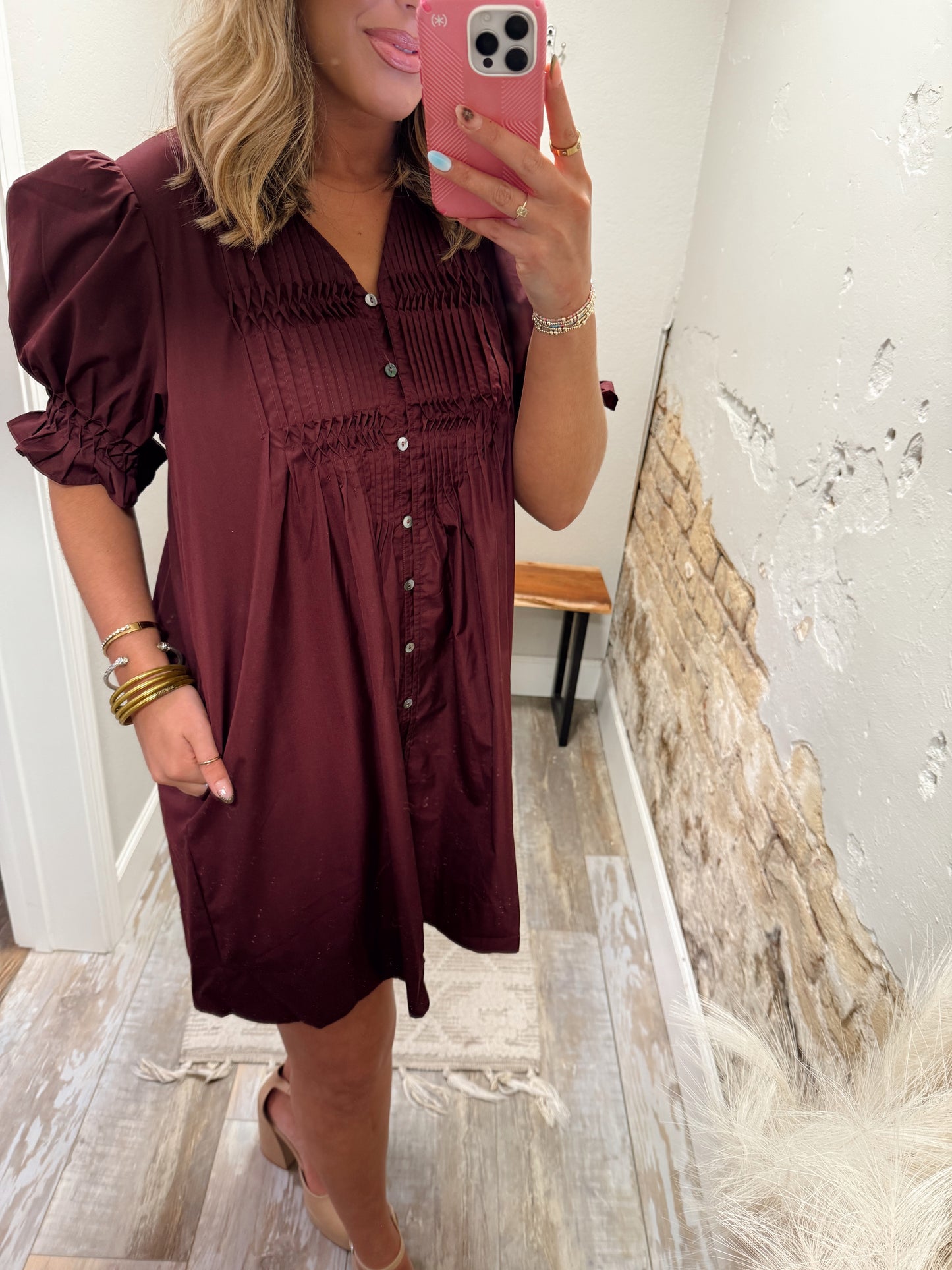 Vintage Mini Dress - Maroon