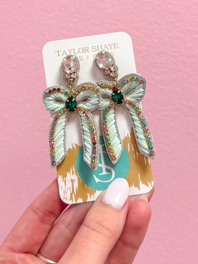 Beaded Bow Drops - Rainbow