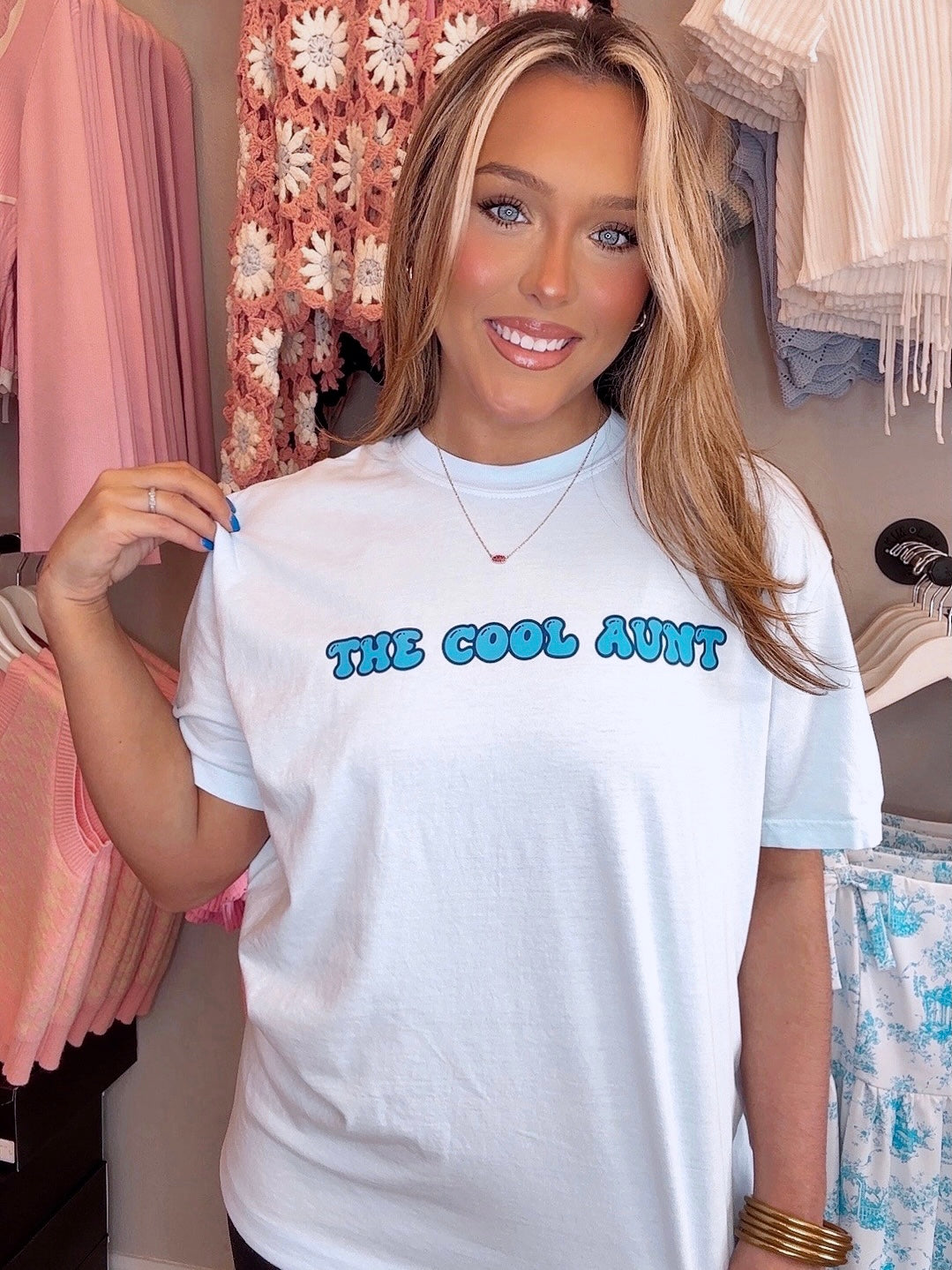 The Cool Aunt Tee - Lt Blue