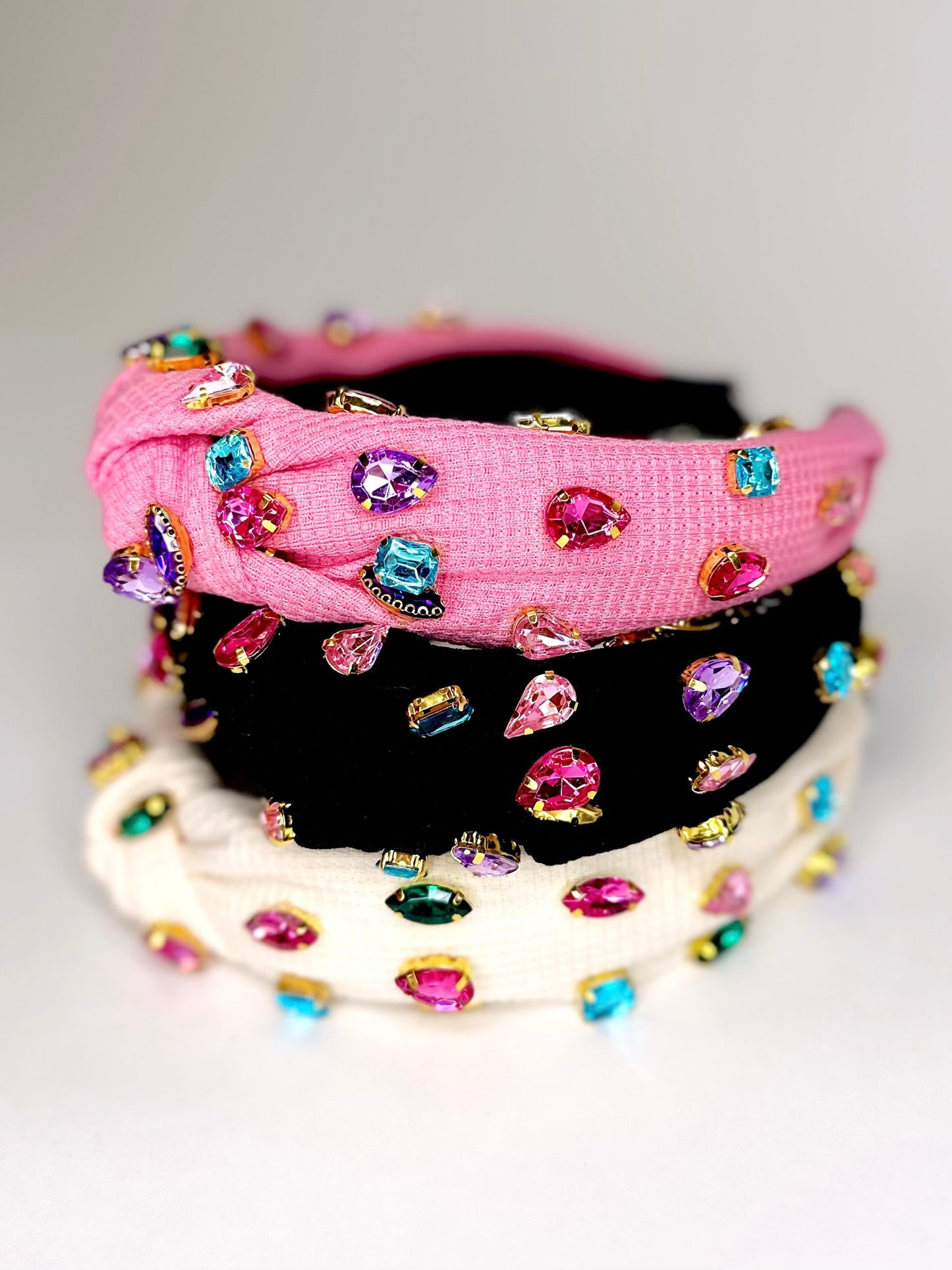 Pink Rhinestone Knotted Headband
