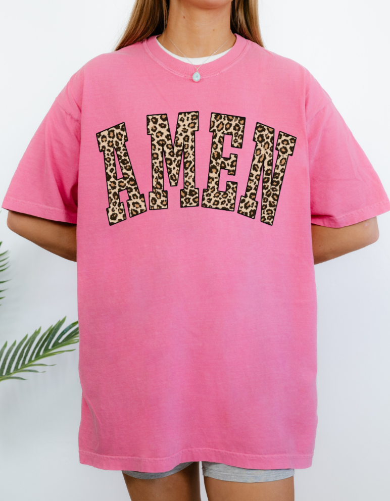 Leopard Amen Tee