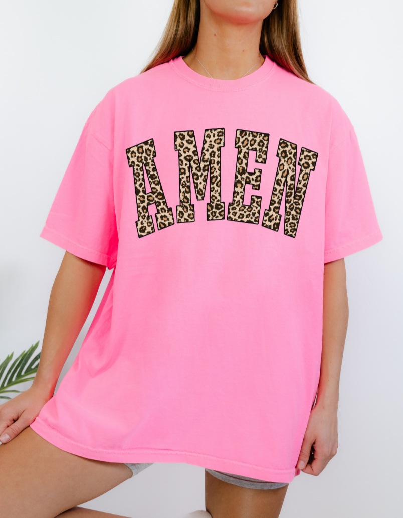 Leopard Amen Tee