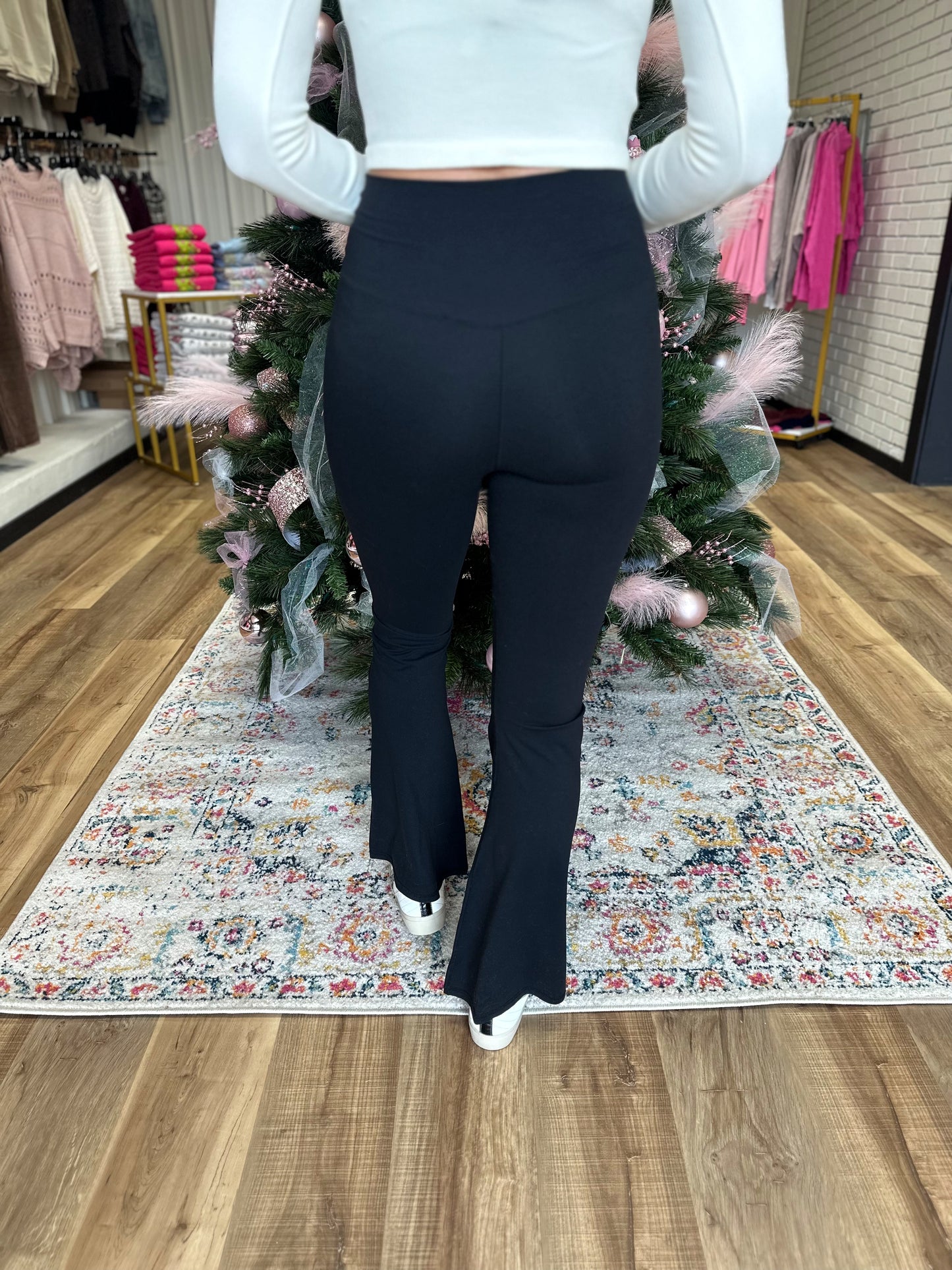 Crossover Flare Leggings - Black
