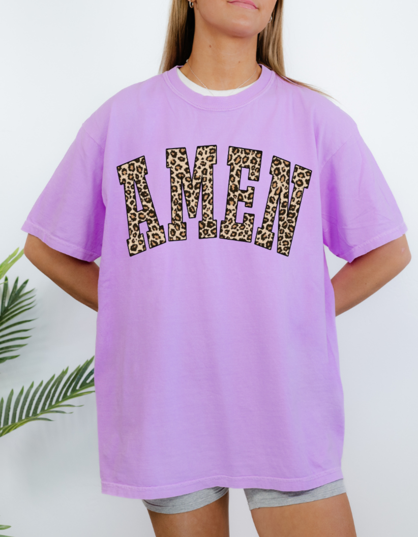 Leopard Amen Tee