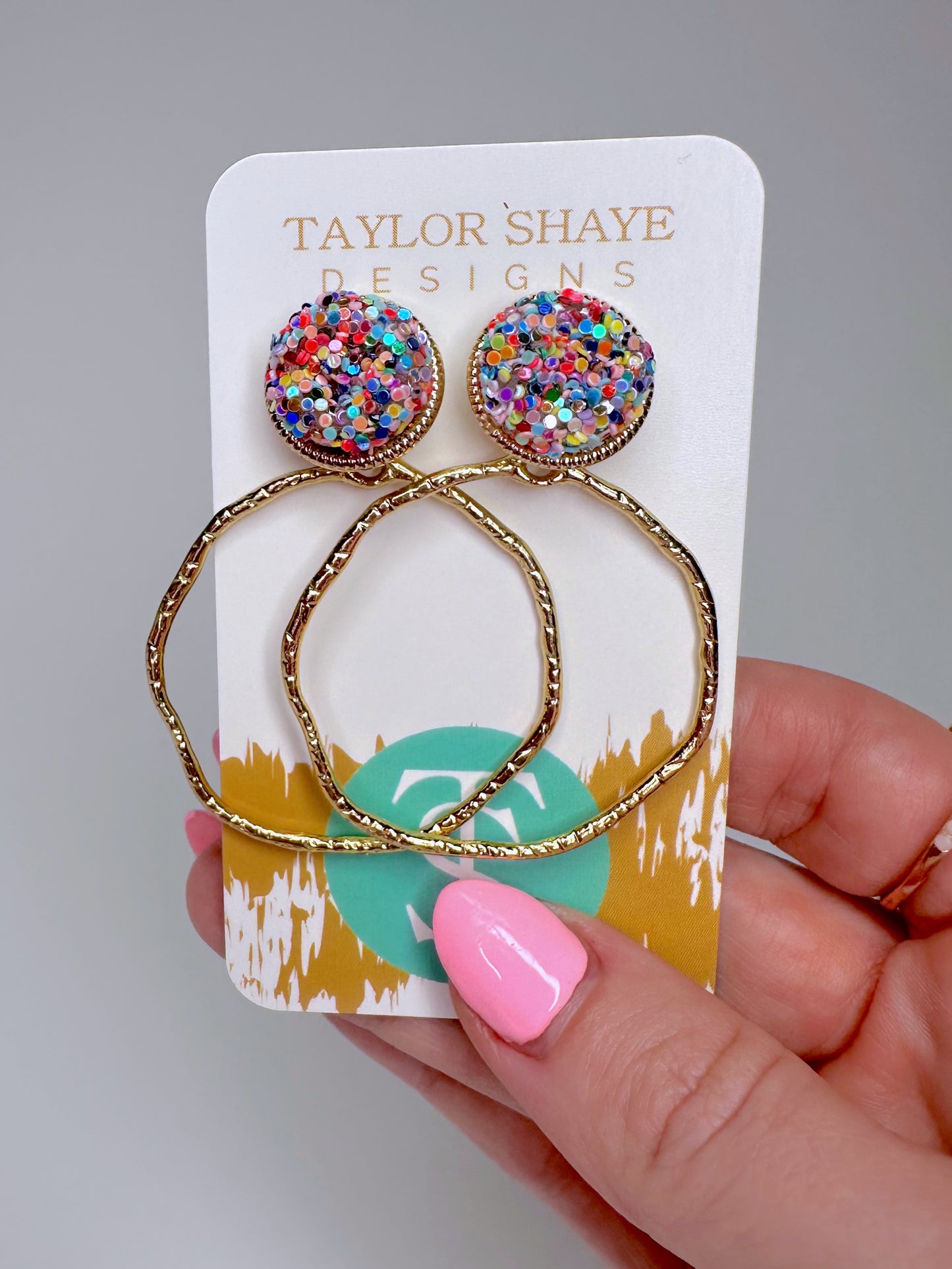 Glitter Top Hoops - Rainbow