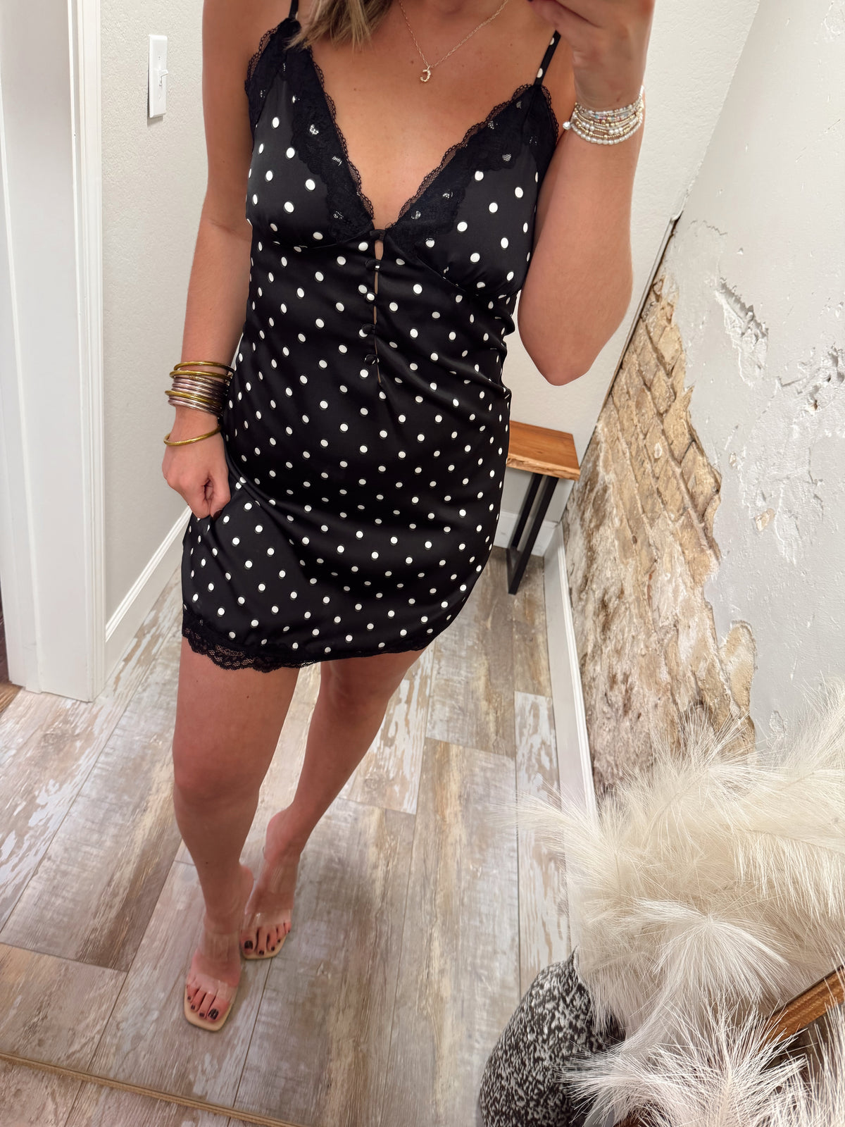 Sofia Satin Slip Dress - Black
