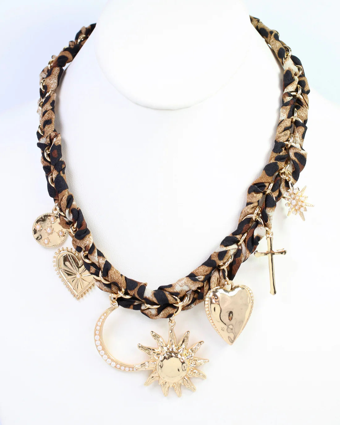 Chain Scarf Necklace - Leopard