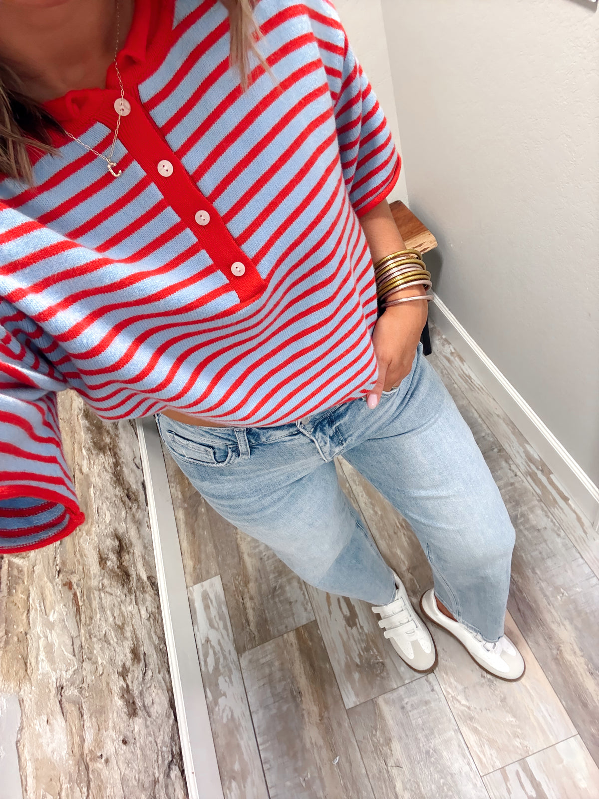 Boardwalk Babe Top - Red/Blue