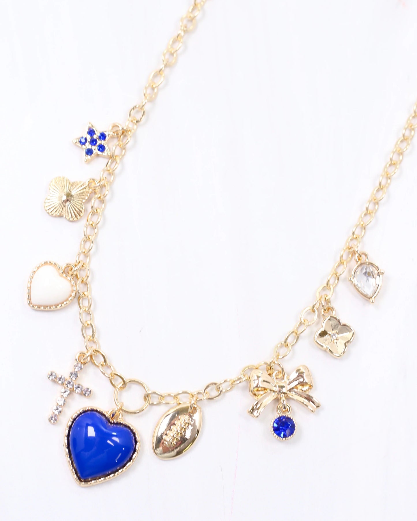Football Charm Necklace - Royal Blue/White