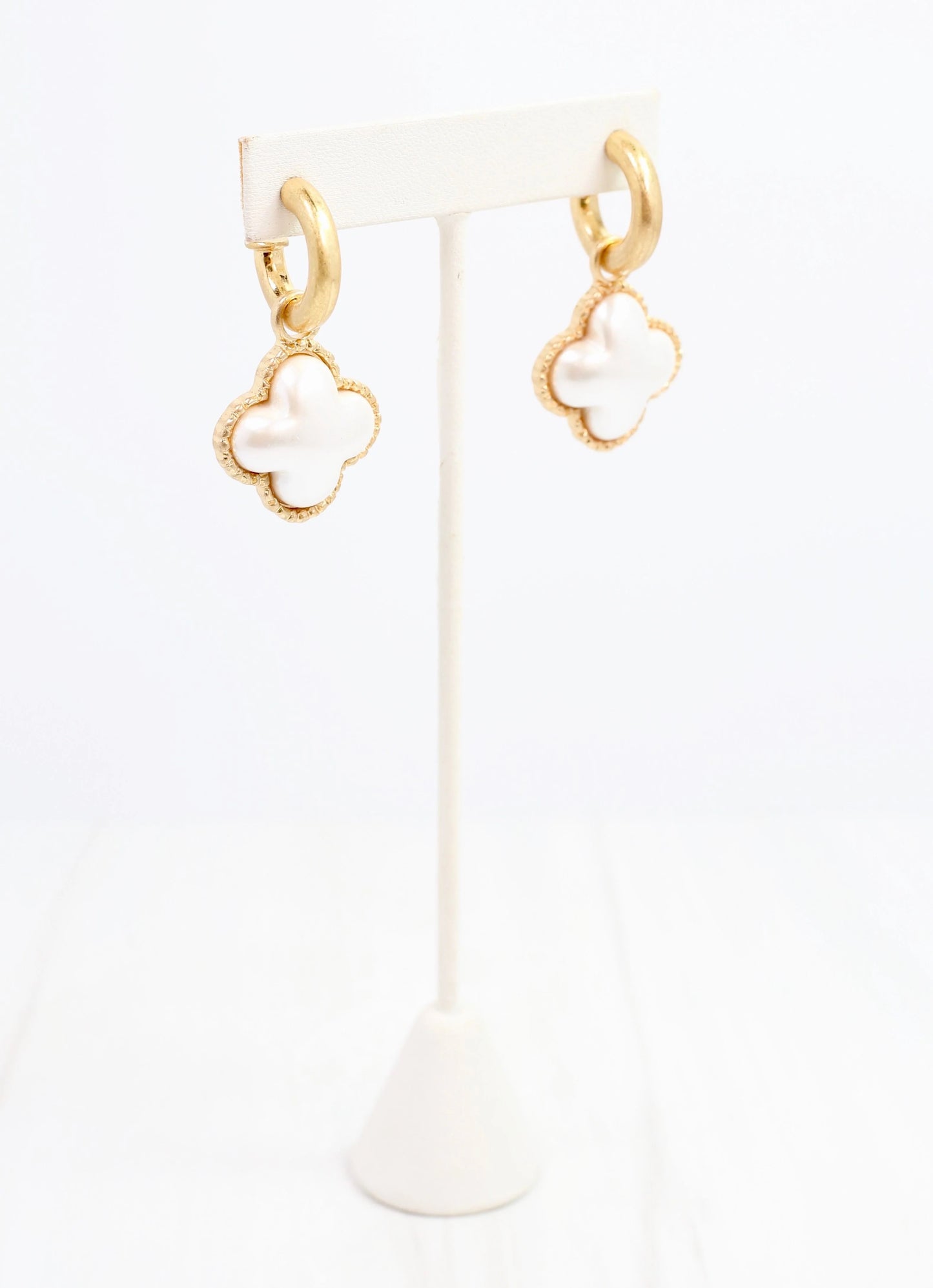 Pearl Clover Hoop Earring