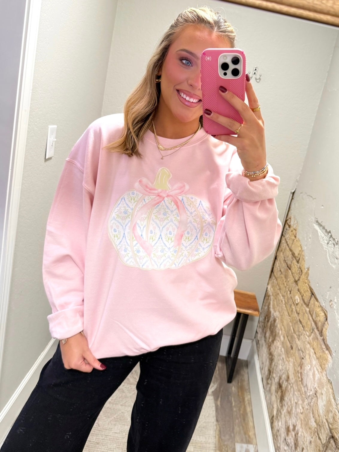 Grandmillennial Pumpkin Sweatshirt