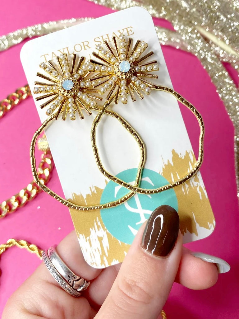 Opal Sunburst Hoops