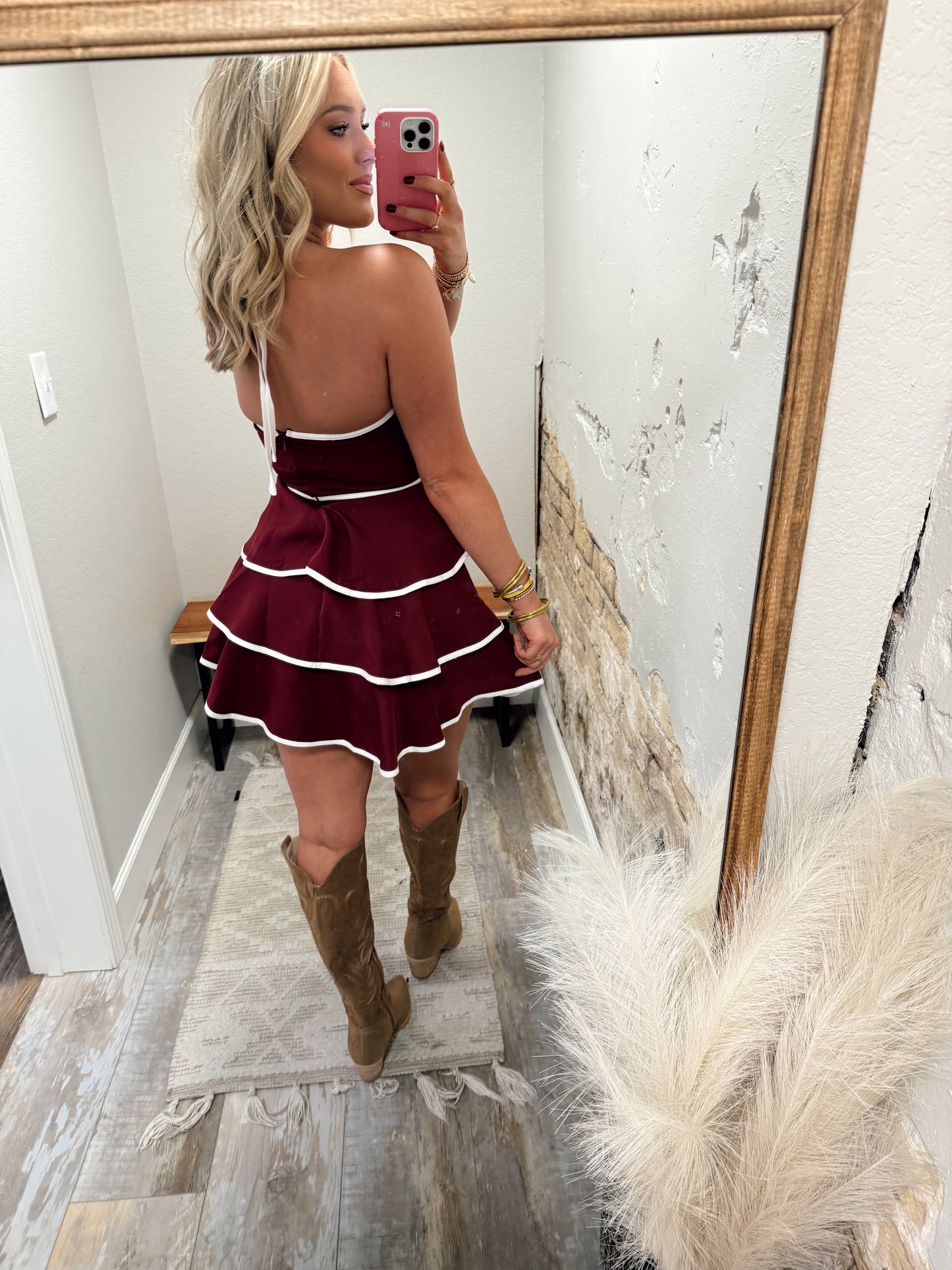 Cowbell Couture Dress - Maroon