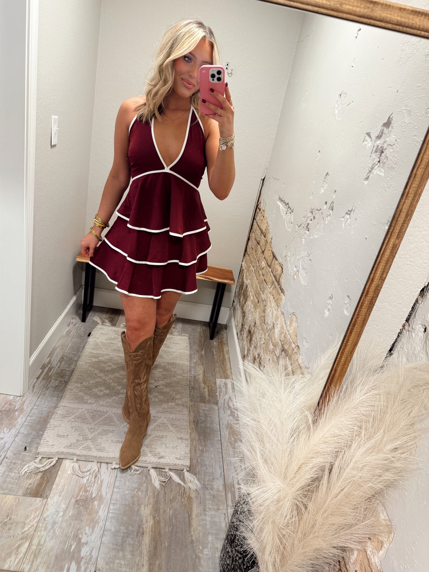 Cowbell Couture Dress - Maroon