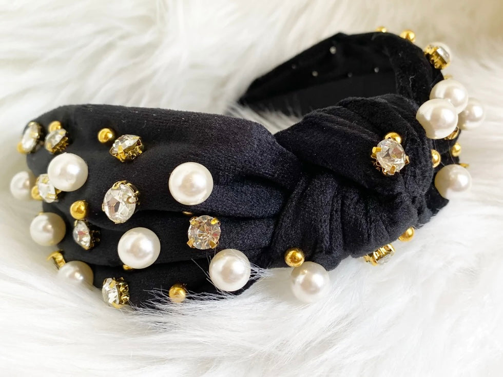 Black Pearl Jeweled Headband
