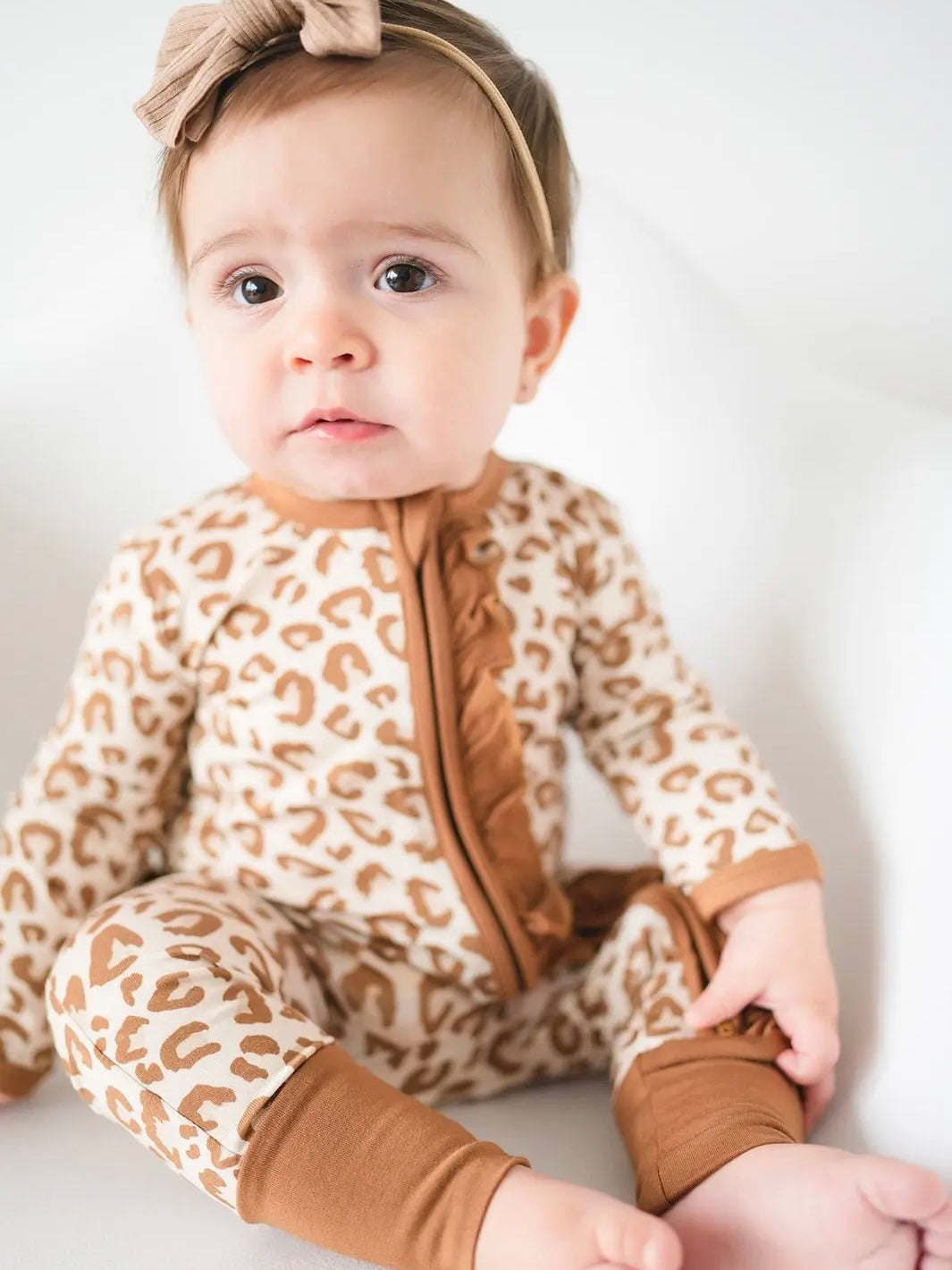 Ruffle Zipper Romper - Leopard