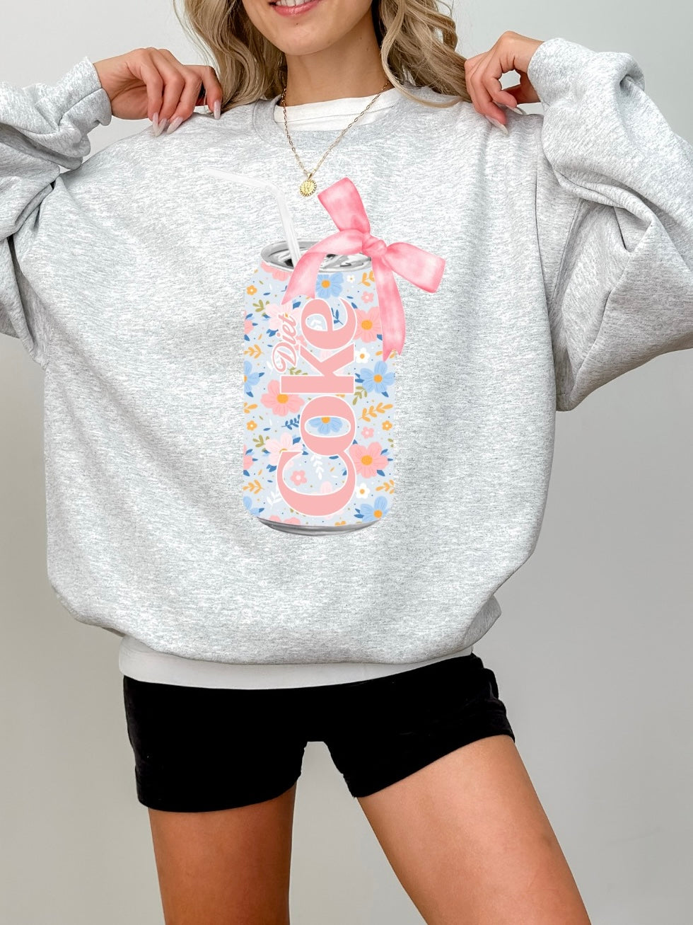 Floral Diet Coke Soda Can Sweatshirt