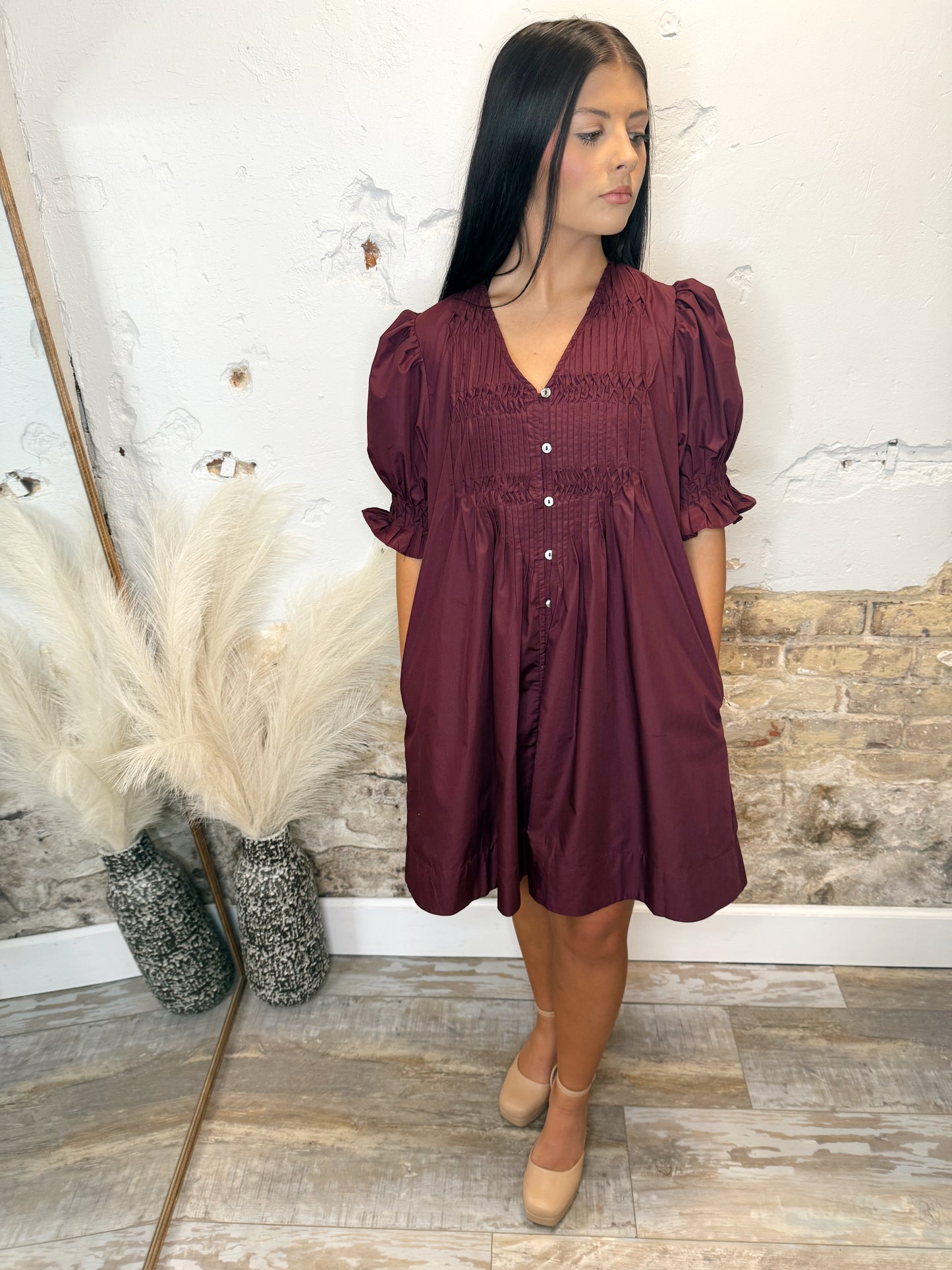 Vintage Mini Dress - Maroon