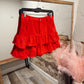 Ruffle Corduroy Skirt - Red