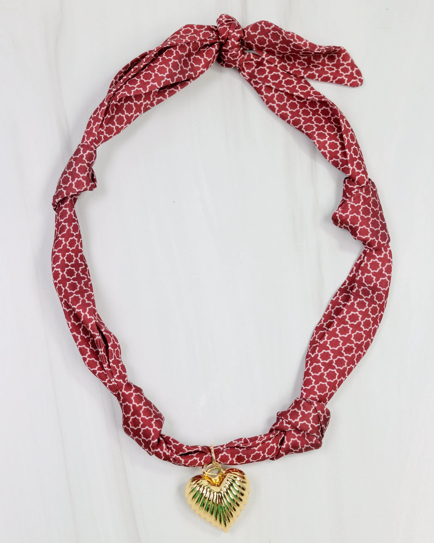 Scarf Charm Necklace - Maroon