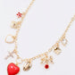 Football Charm Necklace - Red/White