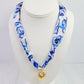 Scarf Charm Necklace - Blue/White Floral