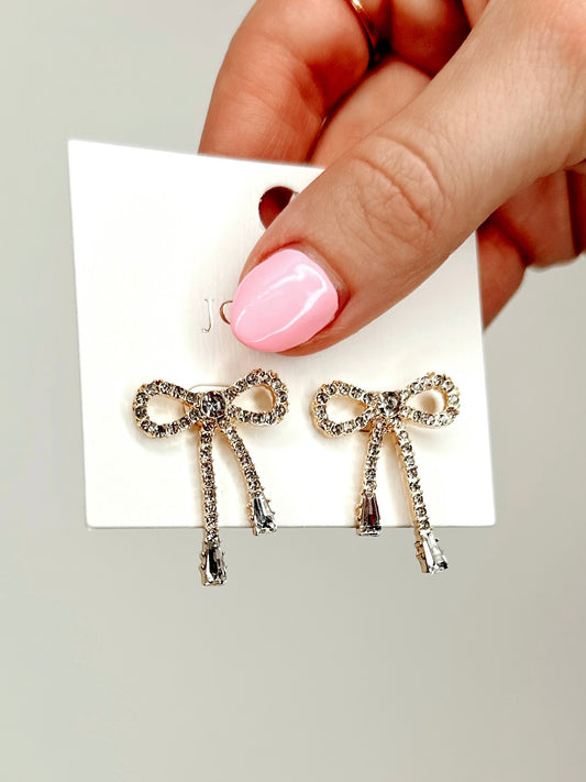 Rhinestone Bow Earrings