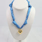 Scarf Charm Necklace - Blue/White Geo