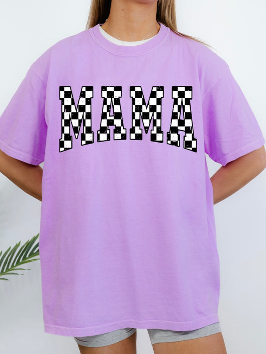 Distressed Checkered Mama Tee