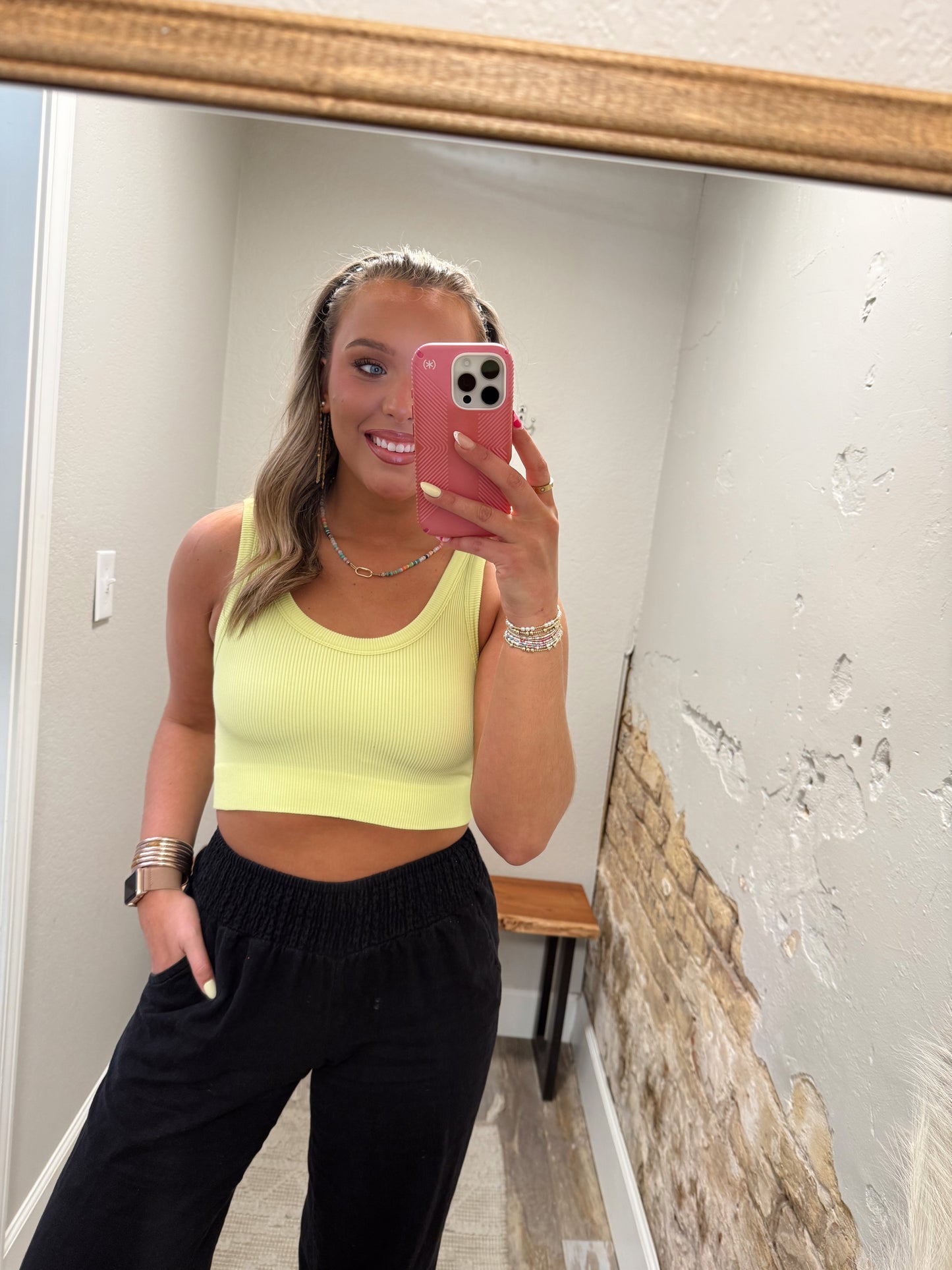 Tatum Cropped Tank - Lime