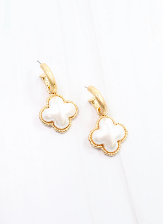 Pearl Clover Hoop Earring