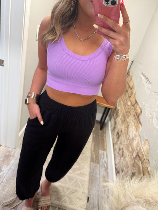 Tatum Cropped Tank - Neon Lavender