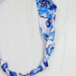 Scarf Charm Necklace - Blue/White Floral