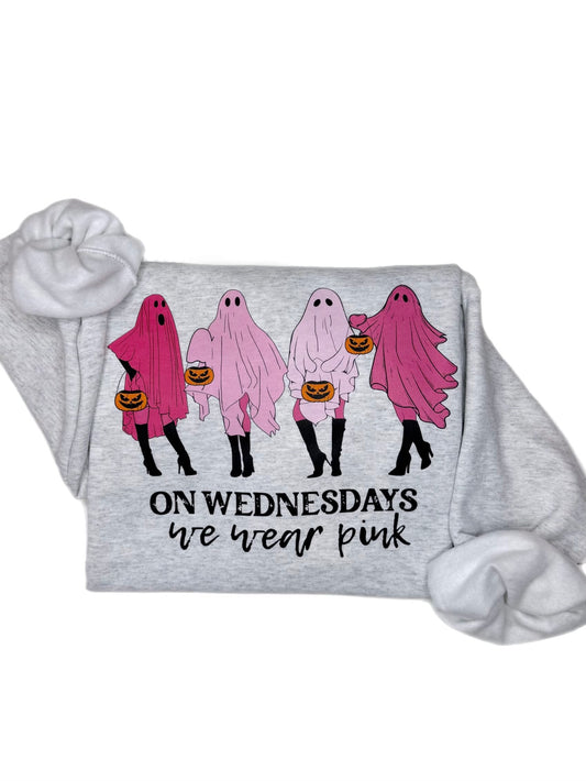 On Wednesdays We Wear Pink Halloween Sweatshirt