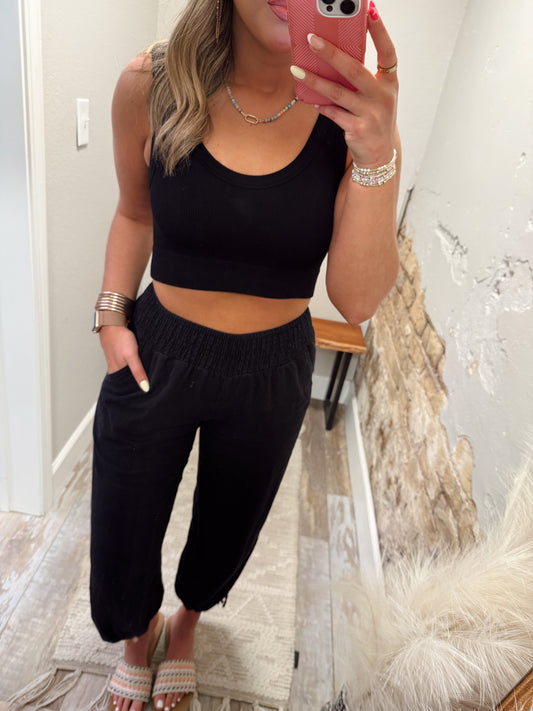 Tatum Cropped Tank - Black