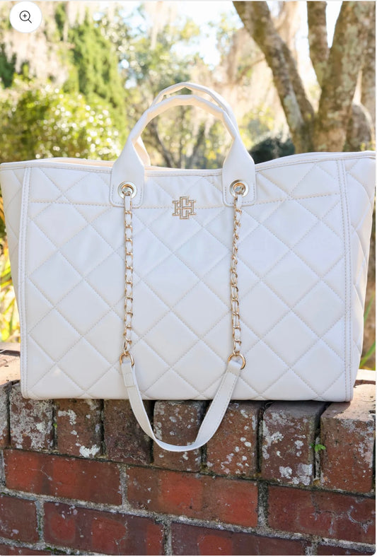 Melissa Tote Bag - Cream Quilted LD