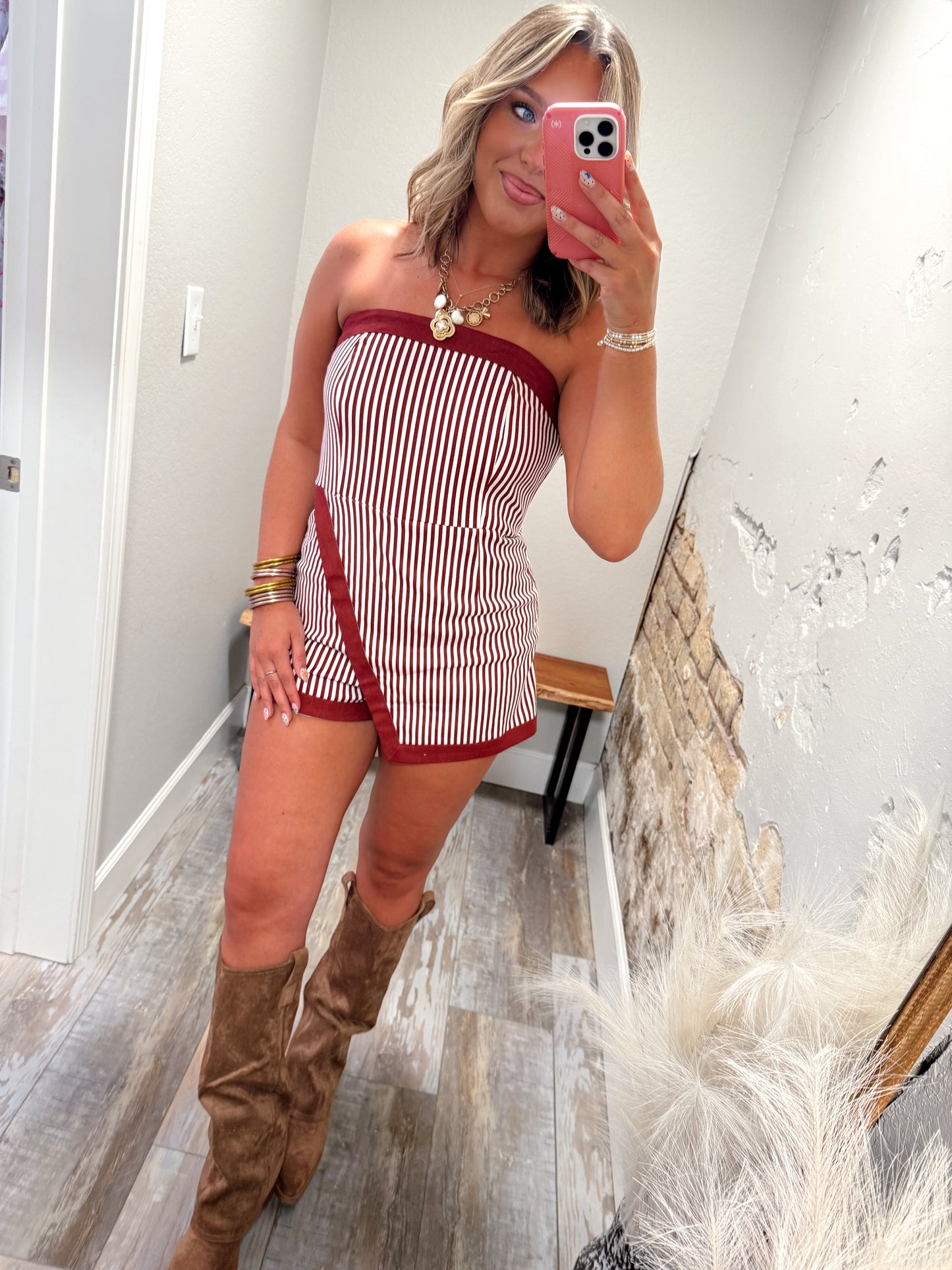 Kickoff Romper - Maroon