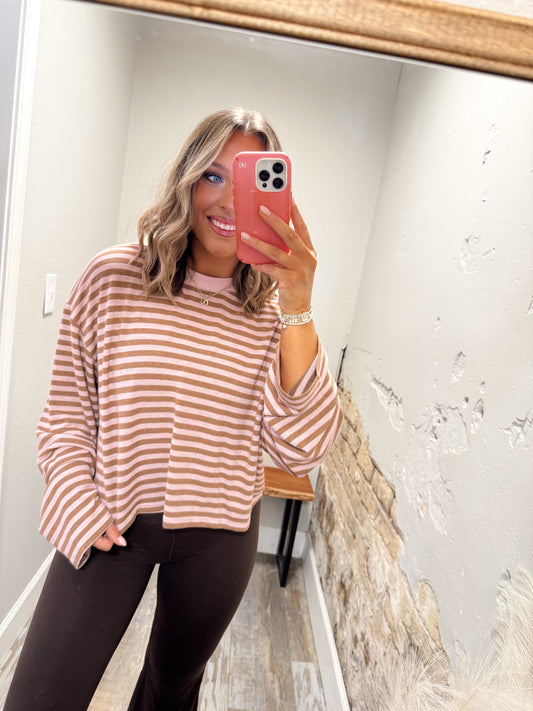 Daydream Stripe Top - Pink/Brown