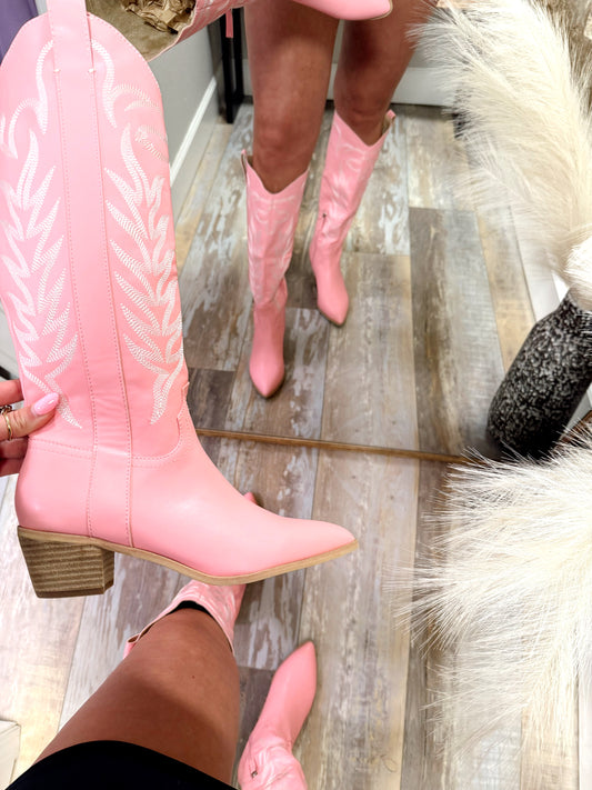 Bubblegum Pink Western Boots