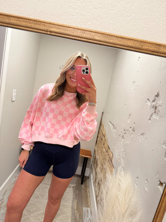 Pink Check Pullover