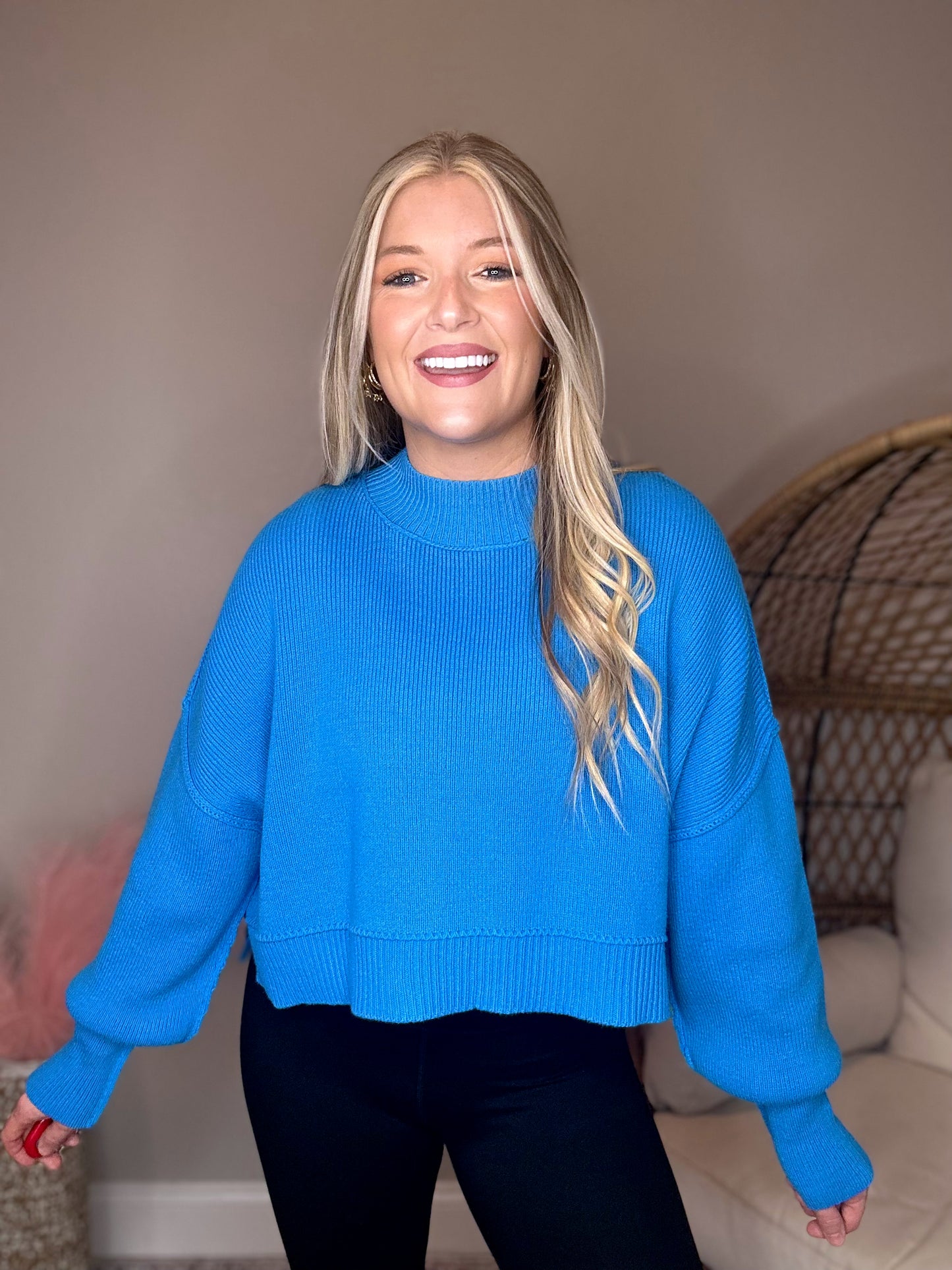 Easy Going Crop Sweater - Deep Sky