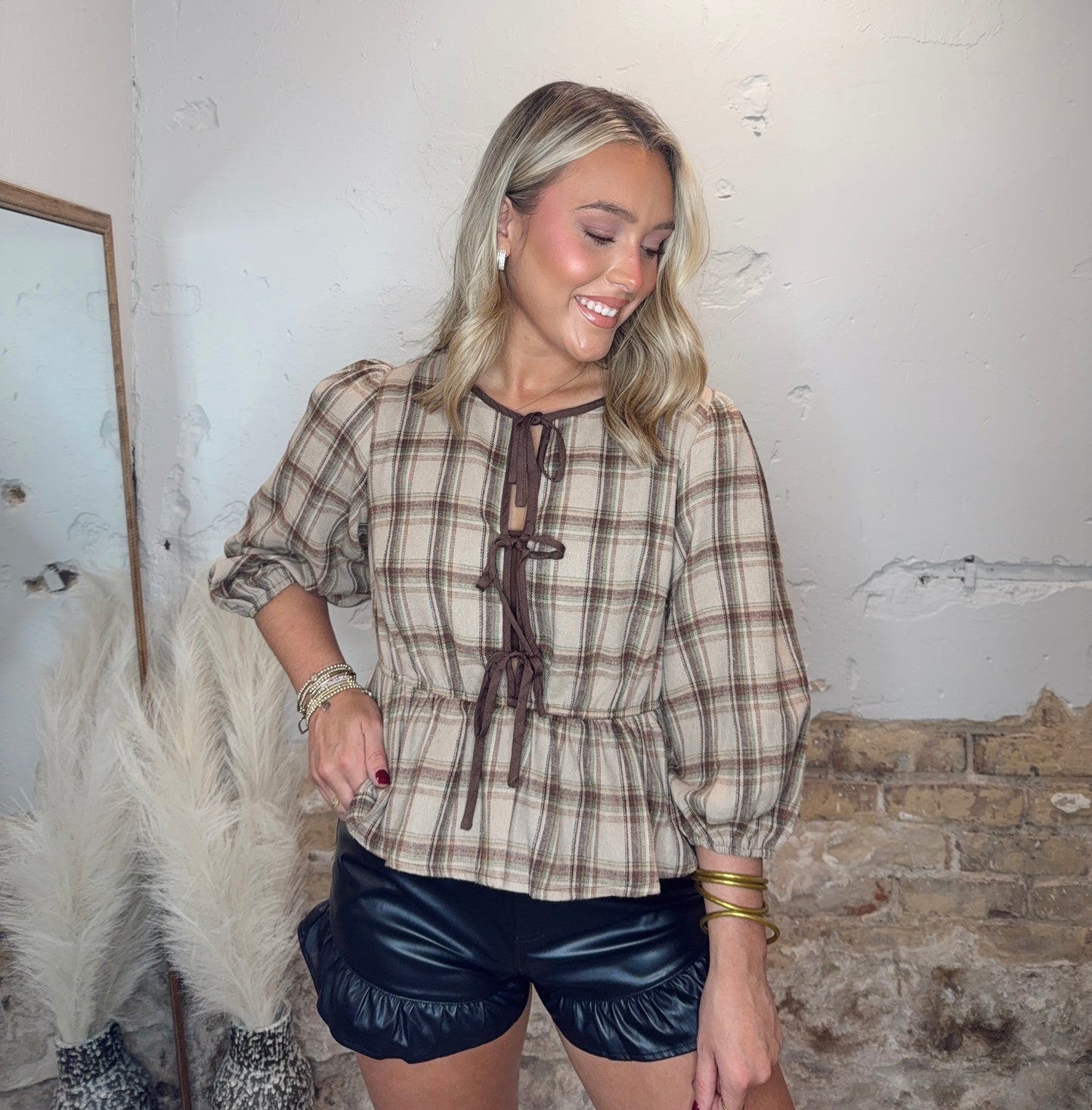 Falling For Plaid Top