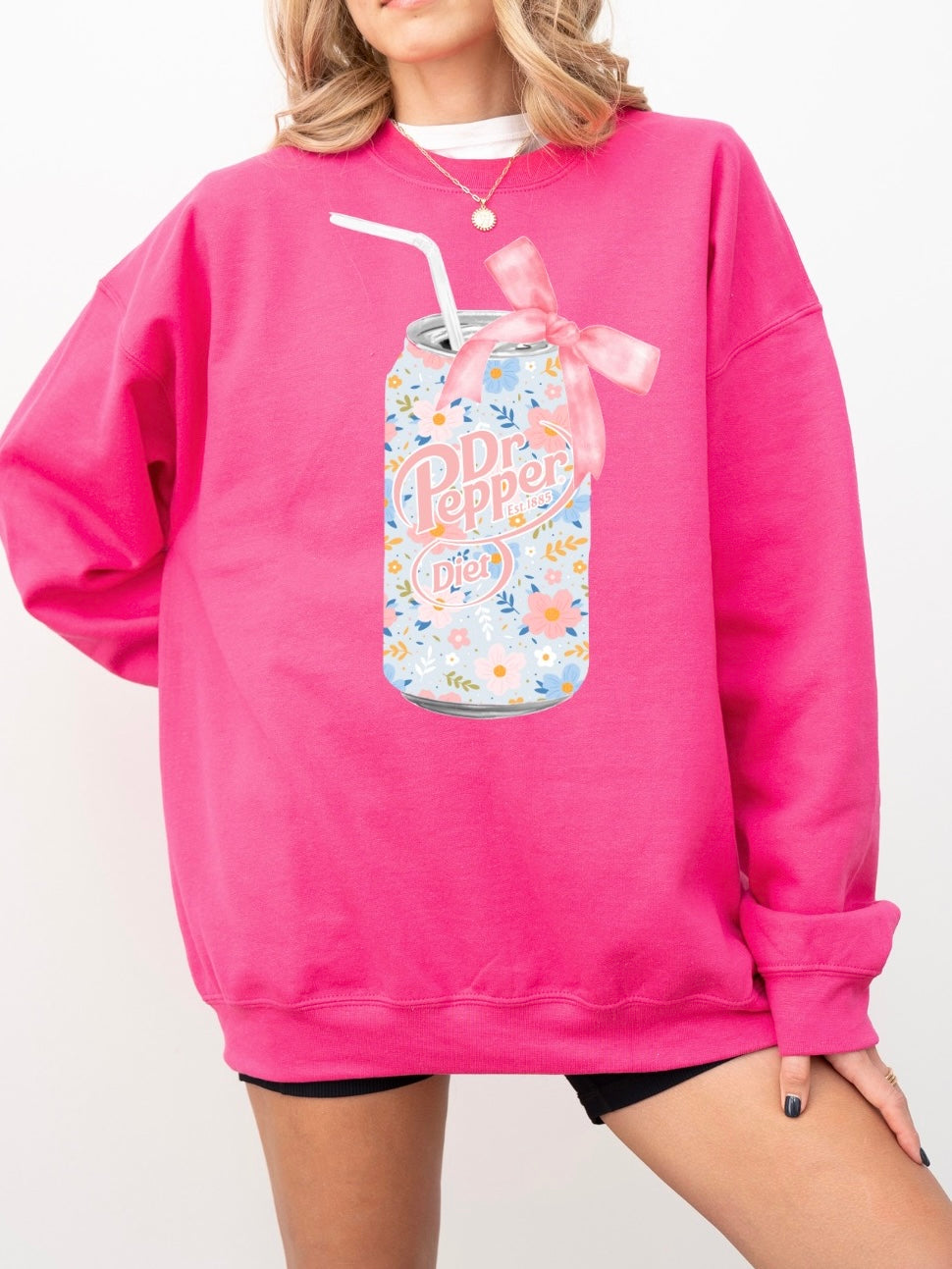 Floral Diet Dr Pepper Soda Can Sweatshirt