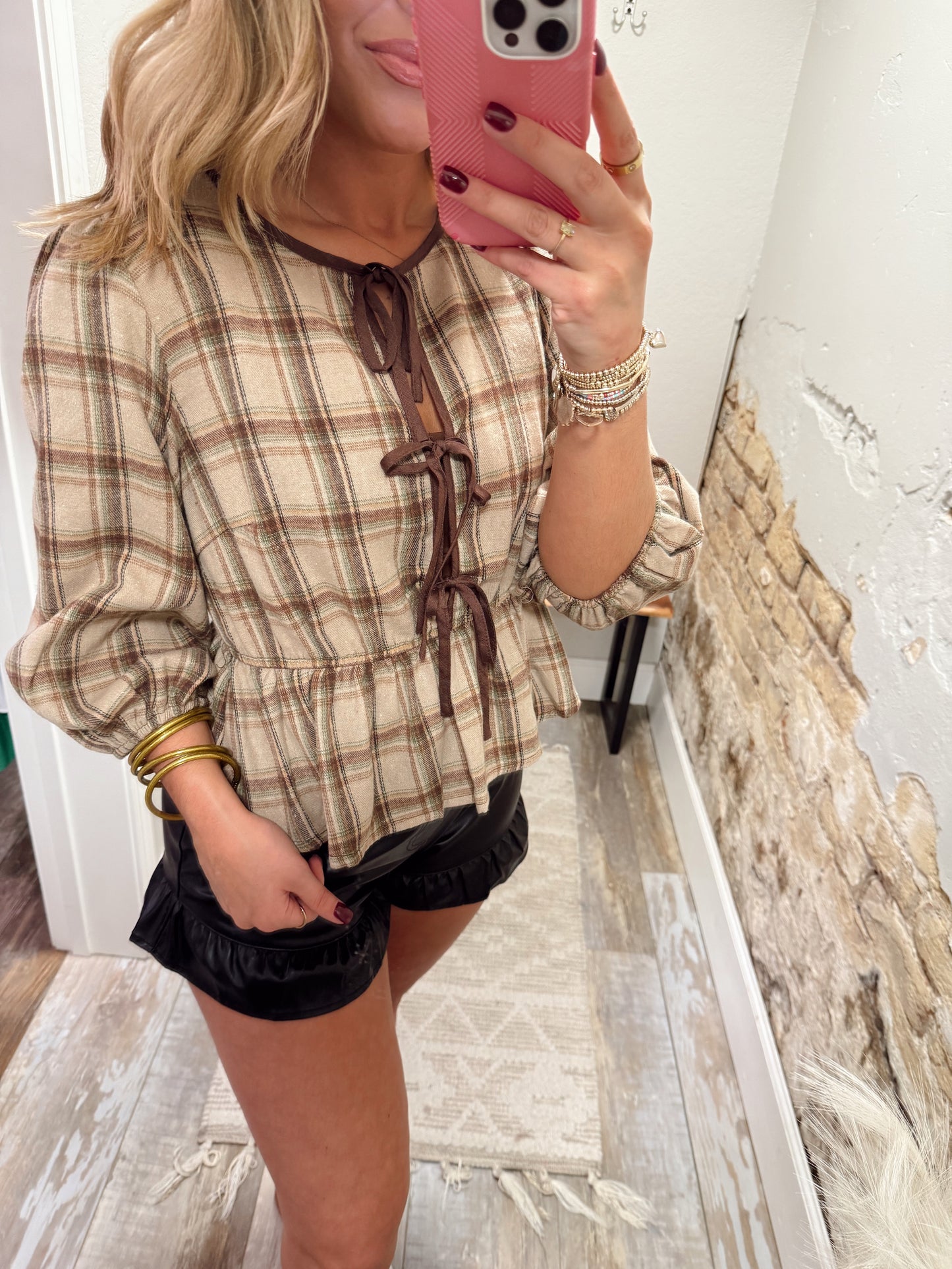 Falling For Plaid Top