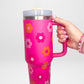 Trendy Girl 40 oz Tumbler - Fuchsia Daisy