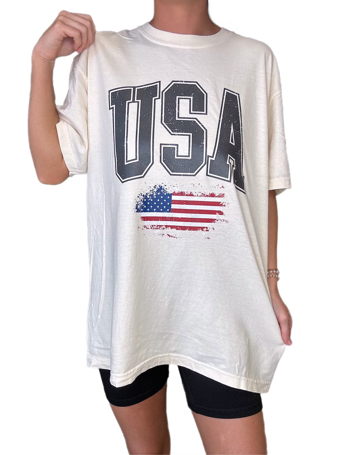 Distressed USA Tee