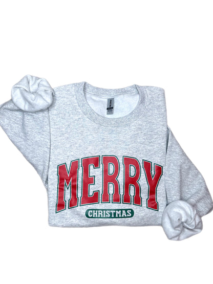 Merry Christmas Varsity Crewneck Sweatshirt