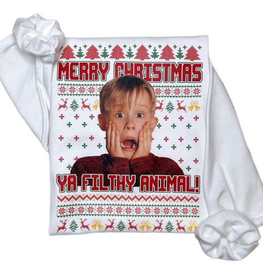 Youth Merry Christmas Ya Filthy Animal Sweatshirt