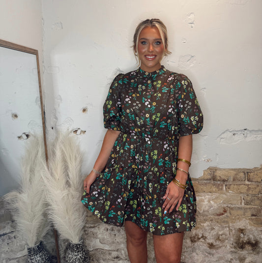 Cocoa Bloom Mini Dress