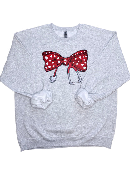 Nurse Valentine Bow Sweatshirt